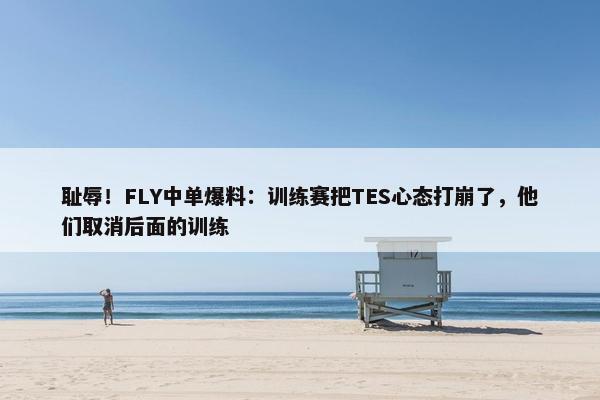 耻辱！FLY中单爆料：训练赛把TES心态打崩了，他们取消后面的训练